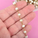 10 yards MINT GREEN AB Crystal Rondelle Rosary Bead Chain, gold double wrapped wire, 6mm faceted rondelle glass beads, fch0525B