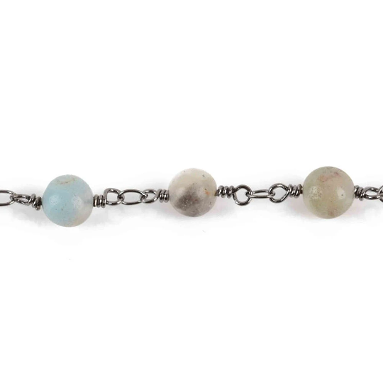 AMAZONITE GEMSTONE Rosary Chain, gunmetal, 6mm round gemstone beads, fch0619