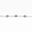 5 yards GREY Crystal Rosary Bead Chain, silver double wrapped wire, 4mm faceted rondelle glass beads, fch0625b