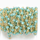 1 yard MINT GREEN Crystal Rosary Bead Chain, gold double wrapped wire, 4mm faceted rondelle glass beads, fch0628a
