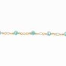 1 yard MINT GREEN Crystal Rosary Bead Chain, gold double wrapped wire, 4mm faceted rondelle glass beads, fch0628a