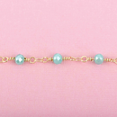 1 yard MINT GREEN Crystal Rosary Bead Chain, gold double wrapped wire, 4mm faceted rondelle glass beads, fch0628a