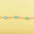 1 yard MINT GREEN Crystal Rosary Bead Chain, silver double wrapped wire, 4mm faceted rondelle glass beads, fch0629a