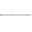 5 yards BLUSH Crystal Rosary Bead Chain, silver double wrapped wire, 4mm faceted rondelle glass beads, fch0631b