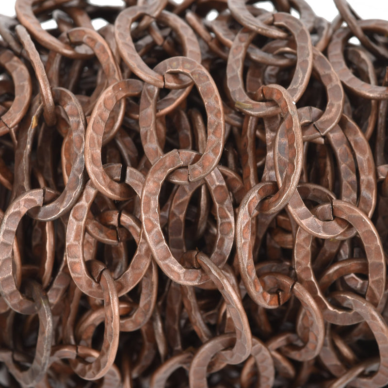 1 yard (3 feet) Copper Oval Hammered Link Chain, links are 21x14mm fch0638