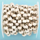 13 feet (4.33 yards) WHITE Howlite Rosary Chain, bronze wire links, 8mm RONDELLE stone bead chain, fch0646b