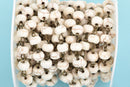 1 yard WHITE Howlite Rosary Chain, bronze wire links, 8mm RONDELLE stone bead chain, fch0646a