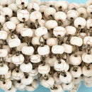 13 feet (4.33 yards) WHITE Howlite Rosary Chain, bronze wire links, 8mm RONDELLE stone bead chain, fch0646b