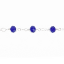 1 yard Royal Blue Crystal Rondelle Rosary Chain, silver double wrap, 6mm faceted rondelle OPAQUE glass beads, fch0649a