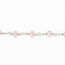 10 yards LIGHT PINK Crystal Rosary Chain, bright silver double wrap, 6mm faceted rondelle glass beads, fch0653b