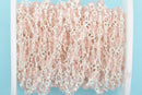 1 yard LIGHT PINK Crystal Rosary Chain, bright silver double wrap, 4mm faceted rondelle glass beads, fch0655a