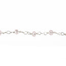 10 yards LIGHT PINK Crystal Rosary Chain, bright silver double wrap, 4mm faceted rondelle glass beads, fch0655b