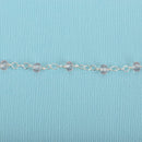 10 yards LIGHT PINK Crystal Rosary Chain, bright silver double wrap, 4mm faceted rondelle glass beads, fch0655b