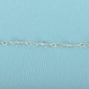 1 yard CLEAR Crystal Rosary Chain, bright silver double wrap, 4mm faceted rondelle glass beads, fch0659a