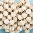 1 yard WHITE Howlite Rosary Chain, bronze links, 12mm round stone beads, fch0660a