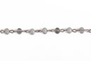 1 yard Frosted Matte SILVER GREY Crystal Rondelle Rosary Chain, gunmetal, 6mm faceted rondelle glass beads, fch0661a
