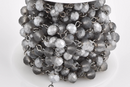 1 yard (3 feet) Frosted Matte SILVER GREY Crystal Rondelle Rosary Chain, gunmetal, 8mm faceted rondelle glass beads, fch0662a