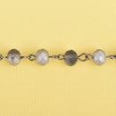 13 feet Frosted Matte SILVER GREY Crystal Rondelle Rosary Chain, gunmetal, 8mm faceted rondelle glass beads, fch0662b