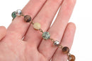Gemstone Crystal Rosary Chain, Picture Jasper, Matte Chrysoprase, bronze, 8mm faceted round and rondelle beads, fch0664