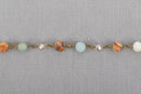 1 yard JASPER, AMAZONITE & CRYSTAL Crystal Rosary Chain, bronze, 6mm faceted round and rondelle beads, fch0665a