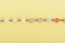 13 feet (4 meters) AMAZONITE GEMSTONE Rosary Chain, copper wire, 8mm round gemstone beads, fch0667b