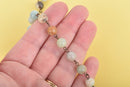 13 feet (4 meters) AMAZONITE GEMSTONE Rosary Chain, copper wire, 8mm round gemstone beads, fch0667b