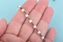1 yard IVORY CREAM Pearl Rosary Chain, bronze, Off White Glass Pearls, 4mm round glass pearl beads, fch0669a
