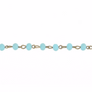 13 feet (4.33 yards) Matte TURQUOISE BLUE Crystal Rondelle Rosary Chain, bronze, 6mm faceted frosted rondelle glass beads, fch0671b