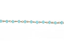 1 yard Matte TURQUOISE BLUE Crystal Rondelle Rosary Chain, bronze, 6mm faceted frosted rondelle glass beads, fch0671a