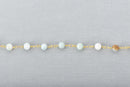 13 feet (4 meters) AMAZONITE GEMSTONE Rosary Chain, bright gold, 6mm round gemstone beads, fch0675b