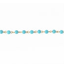 13 feet TURQUOISE BLUE Howlite Rosary Chain, Howlite Bead Chain, bronze, 6mm round stone beads, bulk on spool, fch0679b
