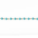 1 yard TURQUOISE BLUE Howlite Rosary Chain, Howlite Bead Chain, bronze, 6mm round stone beads, bulk on spool, fch0679a