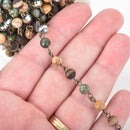 13 feet GEMSTONE CRYSTAL Rosary Chain, bronze, African Turquoise, Picture Jasper, Agate, 6mm faceted round & rondelle beads, fch0687b