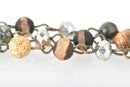 13 feet GEMSTONE CRYSTAL Rosary Chain, bronze, African Turquoise, Picture Jasper, Agate, 6mm faceted round & rondelle beads, fch0687b