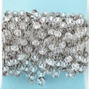 1 yard (3 feet) CLEAR Crystal Rosary Chain, gunmetal links, 4mm rondelle faceted crystal beads, fch0686a