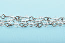 13 feet (4.33 yards) CLEAR Crystal Rosary Chain, gunmetal links, 4mm rondelle faceted crystal beads, fch0686b