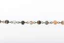 1 yard GEMSTONE CRYSTAL Rosary Chain, bronze, African Turquoise, Picture Jasper, Agate, 6mm faceted round & rondelle beads fch0687a
