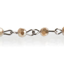 13 ft MUSHROOM BROWN Crystal Rosary Bead Chain, gunmetal links, 4mm faceted round glass beads, fch0689b