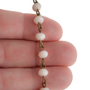3 ft (1 yard) Pale Pink BLUSH Crystal Rondelle Rosary Chain, bronze wire, 6mm faceted rondelle glass beads, fch0693a