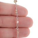 3 feet (1 yard) Golden Shadow CUBE Crystal Rosary Chain, SILVER double wrap, 4mm faceted square cube glass beads, fch0695a