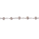 5 yards (15 ft) Golden Shadow CUBE Crystal Rosary Chain, SILVER double wrap, 4mm faceted square cube glass beads, fch0695b