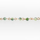 13 ft GRASS GREEN Crystal Rosary Chain, bright gold, 4mm round faceted crystal beads, fch0699b