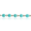 13 feet (4.33 yards) TURQUOISE BLUE Howlite Rosary Chain, bronze links, 8mm round faceted stone beads, fch0702b