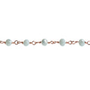15 feet (5 yards) BABY BLUE Crystal Chain, Rondelle Rosary Bead Chain, bright copper double wrapped wire, 6mm faceted glass beads fch0709b