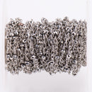 16ft METALLIC SILVER Crystal Chain, Rondelle Rosary Bead Chain, silver double wrapped wire, 3mm faceted glass beads fch0717b