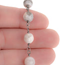 13 ft (4.33 yards) WHITE LACE AGATE Gemstone Rosary Chain, gunmetal black links, double wrapped 8mm round gemstone beads, fch0718b