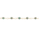 3 feet (1 yard) Green AQUA TERRA JASPER Gemstone Rosary Chain, bright gold, 4mm round gemstone beads, fch0725a
