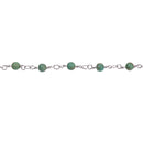 13 feet (4.33 yards) Green AQUA TERRA JASPER Gemstone Rosary Chain, bright silver, 4mm round gemstone beads, fch0728b