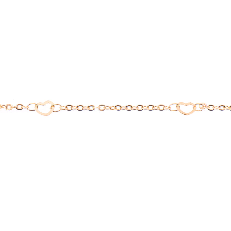 1 Gold Stainless Steel Cable Link HEART Chain Ankle Bracelet with Clasp, non tarnish, 9" long plus 2" extender chain, fch0732