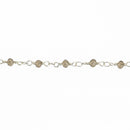 1 yard (3 feet) SMOKE GREY Crystal Rosary Bead Chain, silver double wrapped wire, 4mm faceted rondelle glass beads, fch0738a